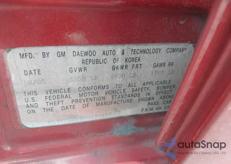 2006 Chevrolet Aveo Lt from USA, damaged, VIN KL1TG56696B577857